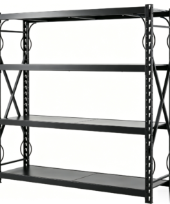 Black carbon steel vertical shelf